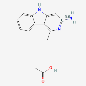 molecular formula C14H15N3O2 B1514434 Acetic acid;1-methyl-5H-(613C)pyridino[4,3-b]indol-3-amine CAS No. 210049-15-3