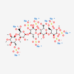 nonasodium;(2S,3S,4S,5R,6R)-6-[(2R,3R,4S,5R,6R)-6-[(2R,3S,4S,5R,6R)-2-carboxylato-4,5-dimethoxy-6-[(2R,3R,4S,5R,6S)-6-methoxy-4,5-disulfonatooxy-2-(sulfonatooxymethyl)oxan-3-yl]oxyoxan-3-yl]oxy-4,5-disulfonatooxy-2-(sulfonatooxymethyl)oxan-3-yl]oxy-4,5-dimethoxy-3-[(2R,3R,4S,5R,6R)-3,4,5-trimethoxy-6-(sulfonatooxymethyl)oxan-2-yl]oxyoxane-2-carboxylate