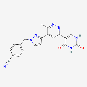 4-[[3-[6-(2,4-dioxo-1H-pyrimidin-5-yl)-3-methylpyridazin-4-yl]pyrazol-1-yl]methyl]benzonitrile