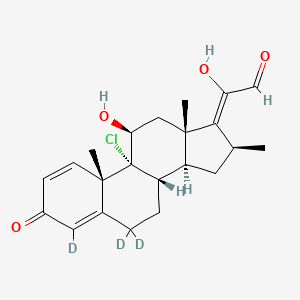 molecular formula C22H27ClO4 B15144577 (2Z)-2-[(8S,9R,10S,11S,13S,14S,16S)-9-chloro-4,6,6-trideuterio-11-hydroxy-10,13,16-trimethyl-3-oxo-8,11,12,14,15,16-hexahydro-7H-cyclopenta[a]phenanthren-17-ylidene]-2-hydroxyacetaldehyde 