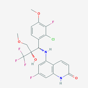 molecular formula C21H18ClF5N2O4 B15144598 5-[[(1S,2S)-1-(2-chloro-3-fluoro-4-methoxyphenyl)-3,3,3-trifluoro-2-hydroxy-2-(methoxymethyl)propyl]amino]-7-fluoro-1H-quinolin-2-one CAS No. 1152781-51-5