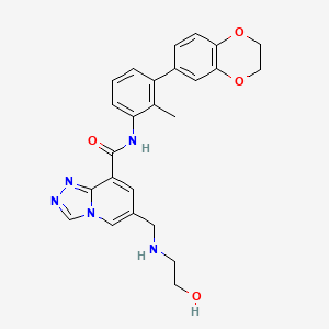 molecular formula C25H25N5O4 B15144720 N-[3-(2,3-dihydro-1,4-benzodioxin-6-yl)-2-methylphenyl]-6-[(2-hydroxyethylamino)methyl]-[1,2,4]triazolo[4,3-a]pyridine-8-carboxamide 