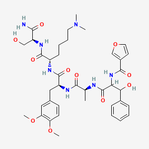 N-[1-[[(2S)-1-[[(2S)-1-[[(2S)-1-[[(2S)-1-amino-3-hydroxy-1-oxopropan-2-yl]amino]-6-(dimethylamino)-1-oxohexan-2-yl]amino]-3-(3,4-dimethoxyphenyl)-1-oxopropan-2-yl]amino]-1-oxopropan-2-yl]amino]-3-hydroxy-1-oxo-3-phenylpropan-2-yl]furan-3-carboxamide