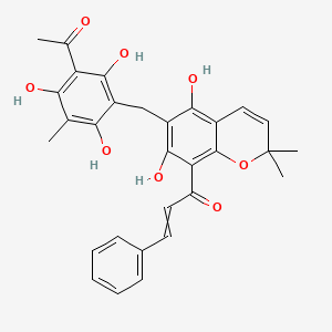 molecular formula C30H28O8 B15144812 1-[6-[(3-Acetyl-2,4,6-trihydroxy-5-methylphenyl)methyl]-5,7-dihydroxy-2,2-dimethyl-1-benzopyran-8-yl]-3-phenyl-2-propen-1-one 