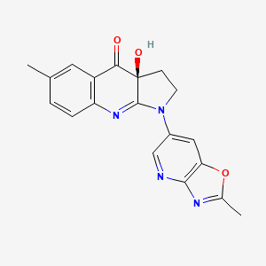 molecular formula C19H16N4O3 B15144845 (3aS)-3a-hydroxy-6-methyl-1-(2-methyl-[1,3]oxazolo[4,5-b]pyridin-6-yl)-2,3-dihydropyrrolo[2,3-b]quinolin-4-one 