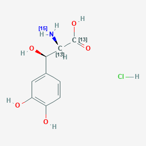 molecular formula C9H12ClNO5 B15144879 D,L-threo-Droxidopa-13C2,15N Hydrochloride 