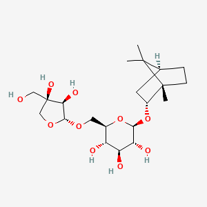 (2R,3S,4S,5R,6R)-2-[[(2R,3R,4R)-3,4-dihydroxy-4-(hydroxymethyl)oxolan-2-yl]oxymethyl]-6-[[(1S,2R,4S)-1,7,7-trimethyl-2-bicyclo[2.2.1]heptanyl]oxy]oxane-3,4,5-triol