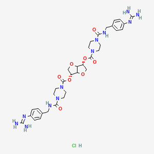 molecular formula C34H47ClN12O8 B15144890 [(3R,6R)-6-[4-[[4-(diaminomethylideneamino)phenyl]methylcarbamoyl]piperazine-1-carbonyl]oxy-2,3,3a,5,6,6a-hexahydrofuro[3,2-b]furan-3-yl] 4-[[4-(diaminomethylideneamino)phenyl]methylcarbamoyl]piperazine-1-carboxylate;hydrochloride 