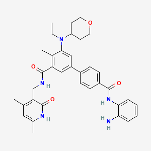 molecular formula C36H41N5O4 B15145009 5-[4-[(2-aminophenyl)carbamoyl]phenyl]-N-[(4,6-dimethyl-2-oxo-1H-pyridin-3-yl)methyl]-3-[ethyl(oxan-4-yl)amino]-2-methylbenzamide 