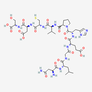 (4S)-5-[[(2S)-1-[(2S)-2-[[(2S)-1-[[(2R)-1-[[(2S)-3-carboxy-1-[[(1S)-1-carboxy-2-hydroxyethyl]amino]-1-oxopropan-2-yl]amino]-1-oxo-3-sulfanylpropan-2-yl]amino]-3-methyl-1-oxobutan-2-yl]carbamoyl]pyrrolidin-1-yl]-3-(1H-imidazol-5-yl)-1-oxopropan-2-yl]amino]-4-[[2-[[(2S)-2-[[(2S)-2,4-diamino-4-oxobutanoyl]amino]-4-methylpentanoyl]amino]acetyl]amino]-5-oxopentanoic acid