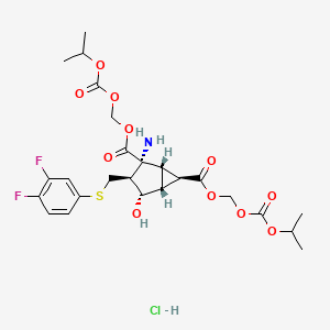 molecular formula C25H32ClF2NO11S B15145210 bis(propan-2-yloxycarbonyloxymethyl) (1S,2R,3S,4S,5R,6R)-2-amino-3-[(3,4-difluorophenyl)sulfanylmethyl]-4-hydroxybicyclo[3.1.0]hexane-2,6-dicarboxylate;hydrochloride 