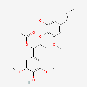 molecular formula C24H30O8 B15145383 [2-(2,6-Dimethoxy-4-prop-1-enylphenoxy)-1-(4-hydroxy-3,5-dimethoxyphenyl)propyl] acetate 