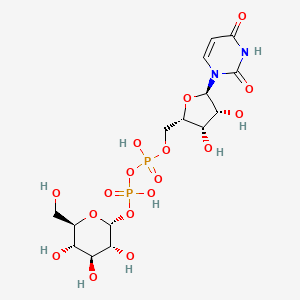 molecular formula C15H24N2O17P2 B15145477 [[(2S,3S,4R,5R)-5-(2,4-dioxopyrimidin-1-yl)-3,4-dihydroxyoxolan-2-yl]methoxy-hydroxyphosphoryl] [(2R,3R,4S,5S,6R)-3,4,5-trihydroxy-6-(hydroxymethyl)oxan-2-yl] hydrogen phosphate 