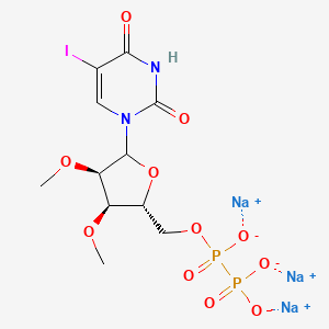 trisodium;[(2R,3R,4R)-5-(5-iodo-2,4-dioxopyrimidin-1-yl)-3,4-dimethoxyoxolan-2-yl]methoxy-phosphonatophosphinate