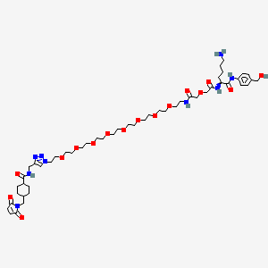 N-[[1-[2-[2-[2-[2-[2-[2-[2-[2-[2-[[2-[2-[[(2S)-6-amino-1-[4-(hydroxymethyl)anilino]-1-oxohexan-2-yl]amino]-2-oxoethoxy]acetyl]amino]ethoxy]ethoxy]ethoxy]ethoxy]ethoxy]ethoxy]ethoxy]ethoxy]ethyl]triazol-4-yl]methyl]-4-[(2,5-dioxopyrrol-1-yl)methyl]cyclohexane-1-carboxamide