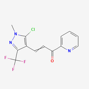 molecular formula C13H9ClF3N3O B15145706 3-[5-Chloro-1-methyl-3-(trifluoromethyl)pyrazol-4-yl]-1-(pyridin-2-yl)prop-2-en-1-one 