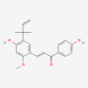 molecular formula C21H22O4 B15145888 3-[4-Hydroxy-2-methoxy-5-(2-methylbut-3-en-2-yl)phenyl]-1-(4-hydroxyphenyl)-2-propen-1-one 