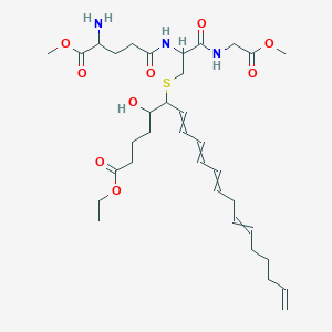 molecular formula C34H53N3O9S B1514608 Ethyl 6-[2-[(4-amino-5-methoxy-5-oxopentanoyl)amino]-3-[(2-methoxy-2-oxoethyl)amino]-3-oxopropyl]sulfanyl-5-hydroxyicosa-7,9,11,14,19-pentaenoate CAS No. 71872-47-4