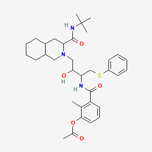 molecular formula C34H47N3O5S B1514609 3-(((2R,3R)-4-((3S,4aS,8aS)-3-(tert-butylcarbamoyl)octahydroisoquinolin-2(1H)-yl)-3-hydroxy-1-(phenylthio)butan-2-yl)carbamoyl)-2-methylphenyl acetate 