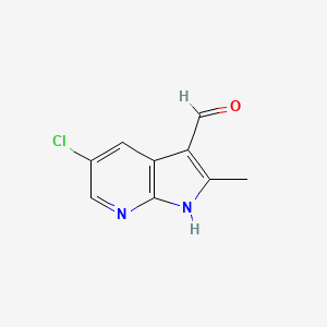 molecular formula C9H7ClN2O B1514614 1H-Pyrrolo[2,3-B]pyridine-3-carboxaldehyde, 5-chloro-2-methyl- 
