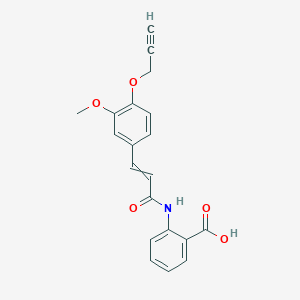 molecular formula C20H17NO5 B15146169 2-[(2E)-3-[3-Methoxy-4-(prop-2-YN-1-yloxy)phenyl]prop-2-enamido]benzoic acid 