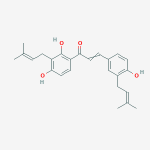 molecular formula C25H28O4 B15146324 1-[2,4-Dihydroxy-3-(3-methylbut-2-enyl)phenyl]-3-[4-hydroxy-3-(3-methylbut-2-enyl)phenyl]prop-2-en-1-one 