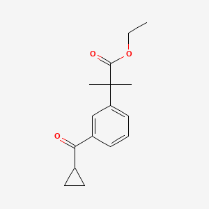molecular formula C16H20O3 B1514636 Ethyl 2-(3-(cyclopropanecarbonyl)phenyl)-2-methylpropanoate 