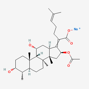 sodium;2-[(3R,4S,5S,8S,9S,10S,11R,13R,14S,16S)-16-acetyloxy-3,11-dihydroxy-4,8,10,14-tetramethyl-2,3,4,5,6,7,9,11,12,13,15,16-dodecahydro-1H-cyclopenta[a]phenanthren-17-ylidene]-6-methylhept-5-enoate