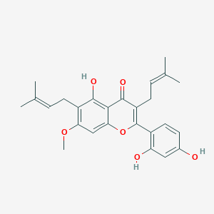 molecular formula C26H28O6 B15146486 2-(2,4-dihydroxyphenyl)-5-hydroxy-7-methoxy-3,6-bis(3-methylbut-2-enyl)chromen-4-one 