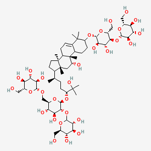 molecular formula C60H102O29 B15146658 (2R,3R,4S,5S,6R)-2-[[(2R,3S,4S,5R,6S)-6-[(3R,6R)-6-[(9R,11R,13R,14S)-3-[(2R,3R,4R,5S,6R)-3,4-dihydroxy-6-(hydroxymethyl)-5-[(2S,3R,4S,5S,6R)-3,4,5-trihydroxy-6-(hydroxymethyl)oxan-2-yl]oxyoxan-2-yl]oxy-11-hydroxy-4,4,9,13,14-pentamethyl-2,3,7,8,10,11,12,15,16,17-decahydro-1H-cyclopenta[a]phenanthren-17-yl]-2-hydroxy-2-methylheptan-3-yl]oxy-3,4-dihydroxy-5-[(3R,4S,5S,6R)-3,4,5-trihydroxy-6-(hydroxymethyl)oxan-2-yl]oxyoxan-2-yl]methoxy]-6-(hydroxymethyl)oxane-3,4,5-triol 