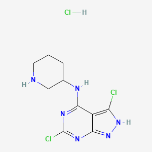 N-{3,6-dichloro-1H-pyrazolo[3,4-d]pyrimidin-4-yl}piperidin-3-amine hydrochloride