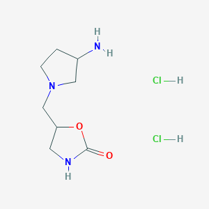 molecular formula C8H17Cl2N3O2 B15146725 5-[(3-Aminopyrrolidin-1-yl)methyl]-1,3-oxazolidin-2-one dihydrochloride 