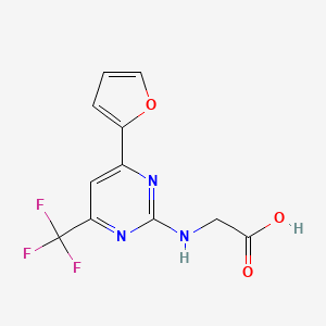 molecular formula C11H8F3N3O3 B15146733 N-[6-(2-Furyl)-4-(trifluoromethyl)pyrimidin-2-yl]glycine 