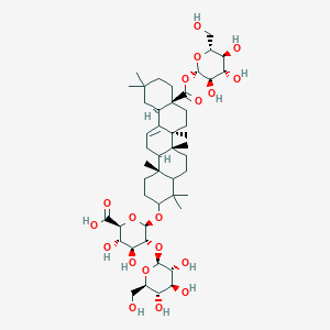 (2S,3S,4S,5R,6R)-6-{[(6AR,6BS,8AS,12AR,14BR)-4,4,6A,6B,11,11,14B-Heptamethyl-8A-({[(2S,3R,4S,5S,6R)-3,4,5-trihydroxy-6-(hydroxymethyl)oxan-2-YL]oxy}carbonyl)-1,2,3,4A,5,6,7,8,9,10,12,12A,14,14A-tetradecahydropicen-3-YL]oxy}-3,4-dihydroxy-5-{[(2S,3R,4S,5S,6R)-3,4,5-trihydroxy-6-(hydroxymethyl)oxan-2-YL]oxy}oxane-2-carboxylic acid