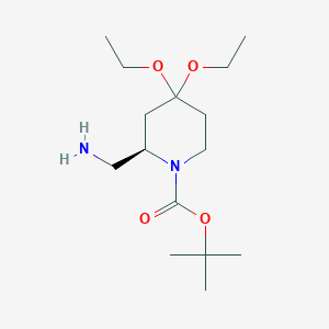 molecular formula C15H30N2O4 B15146851 tert-Butyl (2R)-4,4-diethoxy-2-(aminomethyl)-piperidine-1-carboxylate 