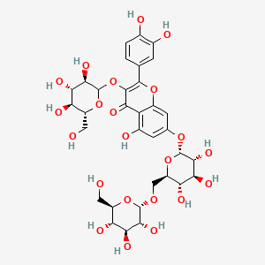 molecular formula C33H40O22 B15146964 2-(3,4-dihydroxyphenyl)-5-hydroxy-3-{[(3R,4S,5S,6R)-3,4,5-trihydroxy-6-(hydroxymethyl)oxan-2-yl]oxy}-7-{[(2R,3R,4S,5S,6R)-3,4,5-trihydroxy-6-({[(2S,3R,4S,5S,6R)-3,4,5-trihydroxy-6-(hydroxymethyl)oxan-2-yl]oxy}methyl)oxan-2-yl]oxy}chromen-4-one 