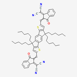 2-[2-[[15-[[1-(Dicyanomethylidene)-3-oxoinden-2-ylidene]methyl]-9,9,18,18-tetrahexyl-5,14-dithiapentacyclo[10.6.0.03,10.04,8.013,17]octadeca-1(12),2,4(8),6,10,13(17),15-heptaen-6-yl]methylidene]-3-oxoinden-1-ylidene]propanedinitrile