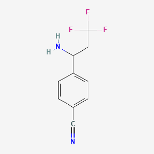 molecular formula C10H9F3N2 B15147160 4-(1-Amino-3,3,3-trifluoropropyl)benzonitrile 