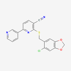 molecular formula C19H12ClN3O2S B15147285 6-{[(6-Chloro-1,3-benzodioxol-5-yl)methyl]sulfanyl}-2,3'-bipyridine-5-carbonitrile 