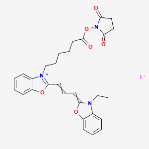 (2,5-Dioxopyrrolidin-1-yl) 6-[2-[3-(3-ethyl-1,3-benzoxazol-2-ylidene)prop-1-enyl]-1,3-benzoxazol-3-ium-3-yl]hexanoate;iodide