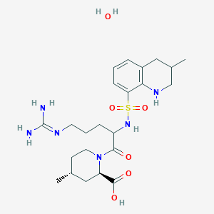 molecular formula C23H38N6O6S B15147456 (2R,4R)-1-[5-(diaminomethylideneamino)-2-[(3-methyl-1,2,3,4-tetrahydroquinolin-8-yl)sulfonylamino]-1-oxopentyl]-4-methyl-2-piperidinecarboxylic acid hydrate 