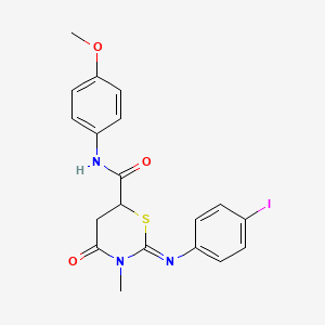 molecular formula C19H18IN3O3S B15147616 (2Z)-2-[(4-iodophenyl)imino]-N-(4-methoxyphenyl)-3-methyl-4-oxo-1,3-thiazinane-6-carboxamide 