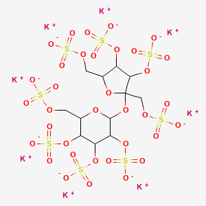 molecular formula C12H14K8O35S8 B15147702 octapotassium;[2-[3,4-disulfonatooxy-2,5-bis(sulfonatooxymethyl)oxolan-2-yl]oxy-3,5-disulfonatooxy-6-(sulfonatooxymethyl)oxan-4-yl] sulfate 