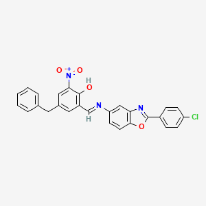 molecular formula C27H18ClN3O4 B15147814 4-benzyl-2-[(E)-{[2-(4-chlorophenyl)-1,3-benzoxazol-5-yl]imino}methyl]-6-nitrophenol 