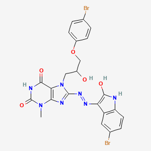 8-[(2E)-2-(5-bromo-2-oxo-1,2-dihydro-3H-indol-3-ylidene)hydrazinyl]-7-[3-(4-bromophenoxy)-2-hydroxypropyl]-3-methyl-3,7-dihydro-1H-purine-2,6-dione