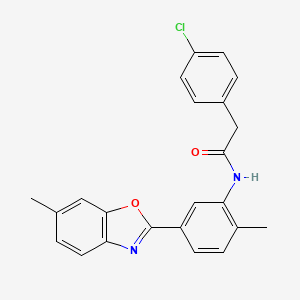 2-(4-chlorophenyl)-N-[2-methyl-5-(6-methyl-1,3-benzoxazol-2-yl)phenyl]acetamide