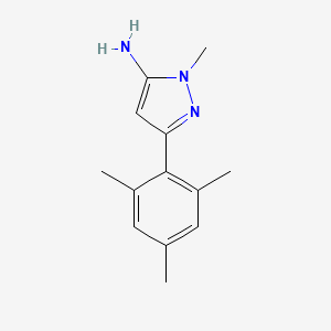 molecular formula C13H17N3 B15148026 2-Methyl-5-(2,4,6-trimethylphenyl)pyrazol-3-amine 