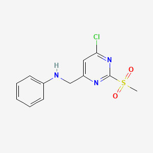 molecular formula C12H12ClN3O2S B15148261 N-[(6-chloro-2-methanesulfonylpyrimidin-4-yl)methyl]aniline 