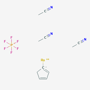 molecular formula C11H14F6N3PRu B15148309 Tris(acetonitrile) cyclopenta-1,3-dien-1-ylrutheniumylium hexafluorophosphate 