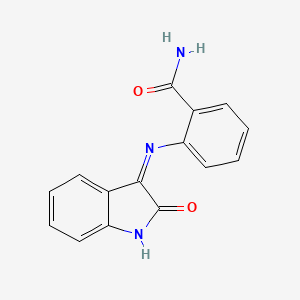 2-{[(3E)-2-oxo-1,2-dihydro-3H-indol-3-ylidene]amino}benzamide